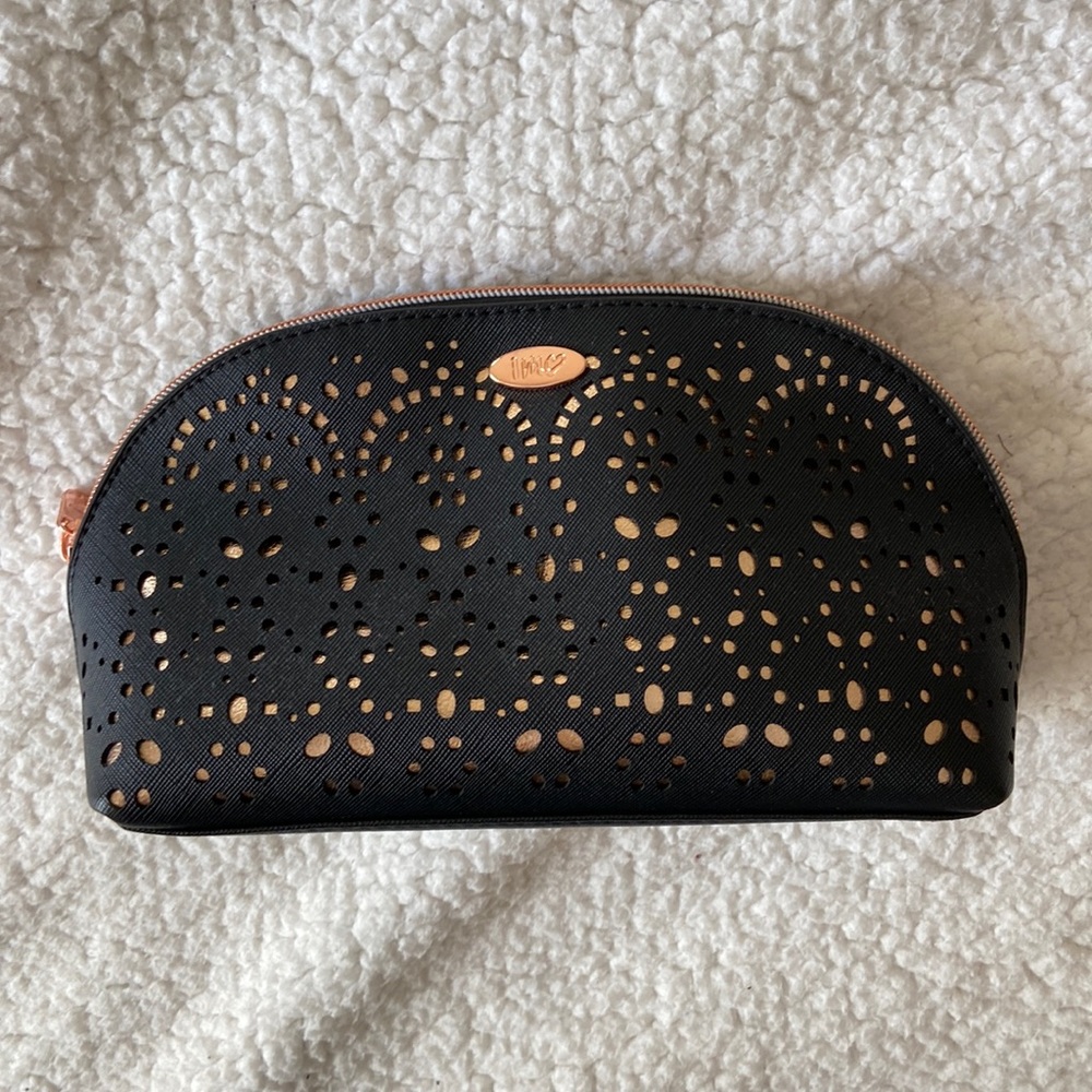 Black & rose gold makeup pouch